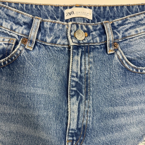 Zara Blue Distressed Jeans Size 28 100% cotton - Picture 3 of 16